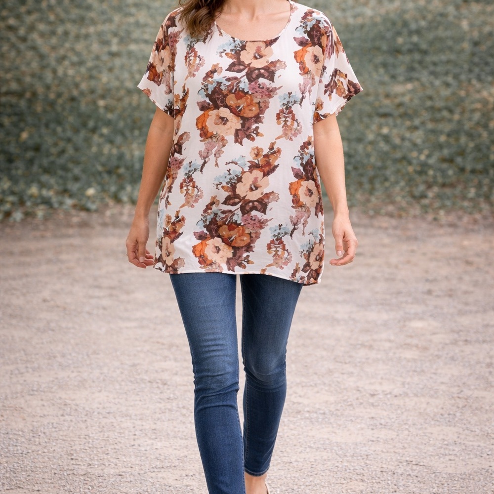 Show Me Your MuMu Floral Blouse in Cream and Brown